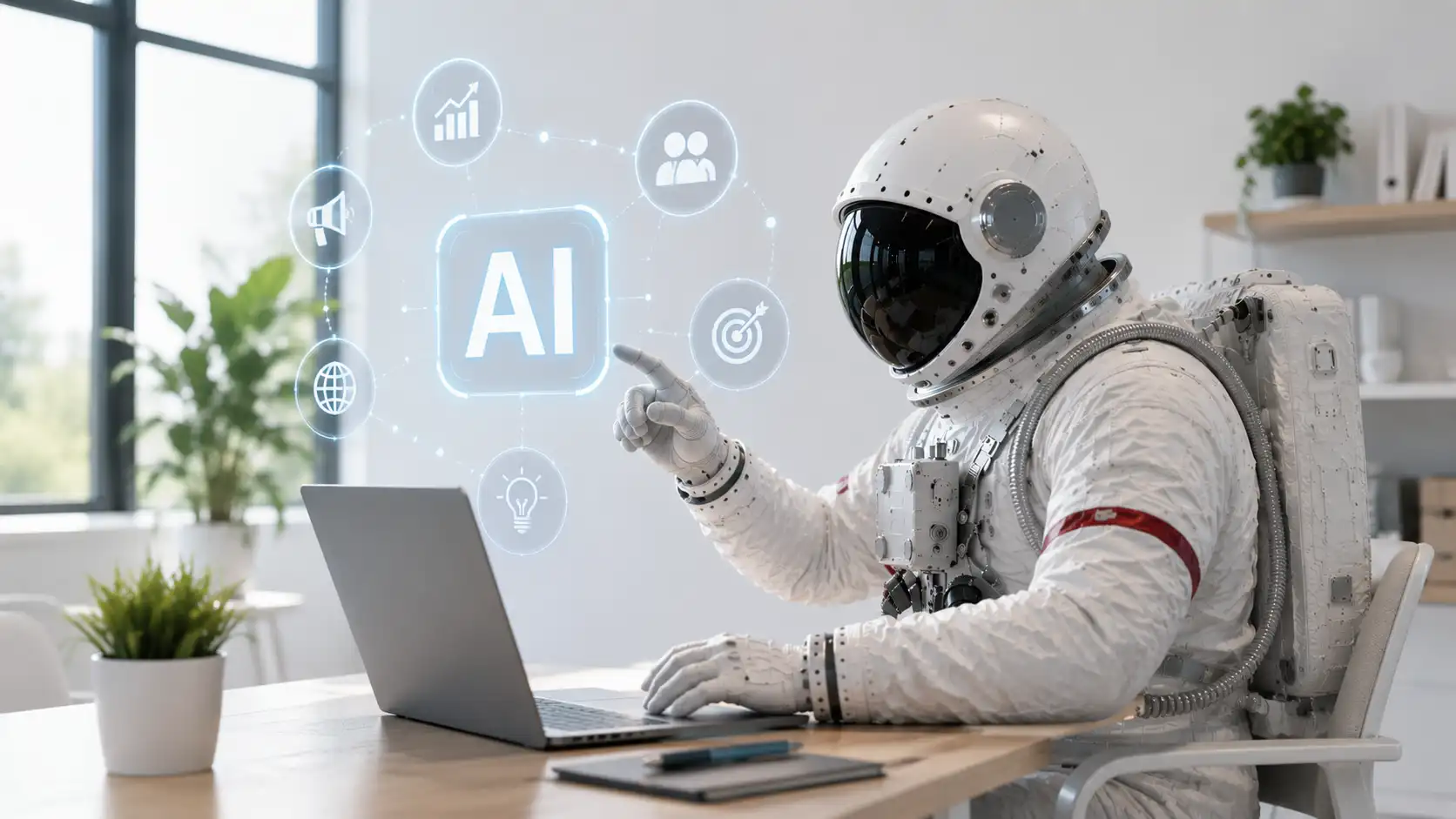 Business AI ecosystem connecting automation, data intelligence, and digital innovation for company growth